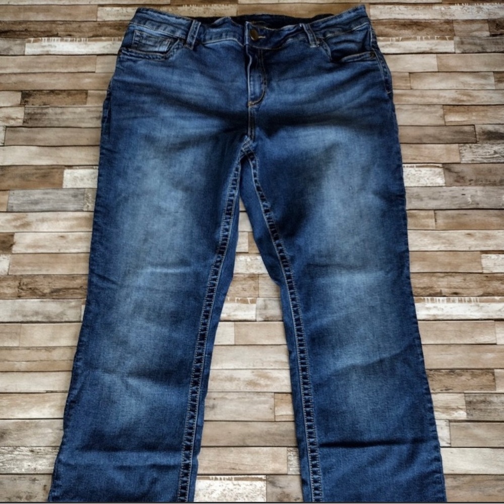 Kut From The Cloth Jeans Womens Size 16W Blue Denim Embroidered Pockets Pants.